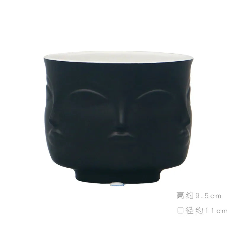 Nordic Face Ceramic Vase - Artistic White Decorative Accent
