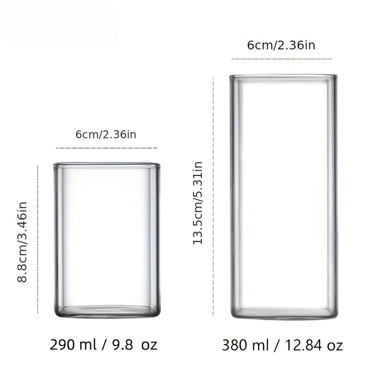 Square Glass Drinking Cup - Large Capacity Iced Coffee & Milk Tea Glass
