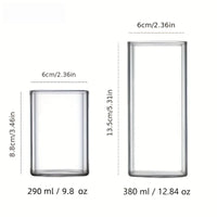 Square Glass Drinking Cup - Large Capacity Iced Coffee & Milk Tea Glass