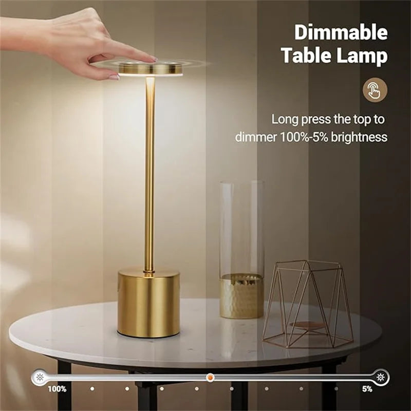 Portable Touch LED Table Lamp - USB Rechargeable Wireless Light