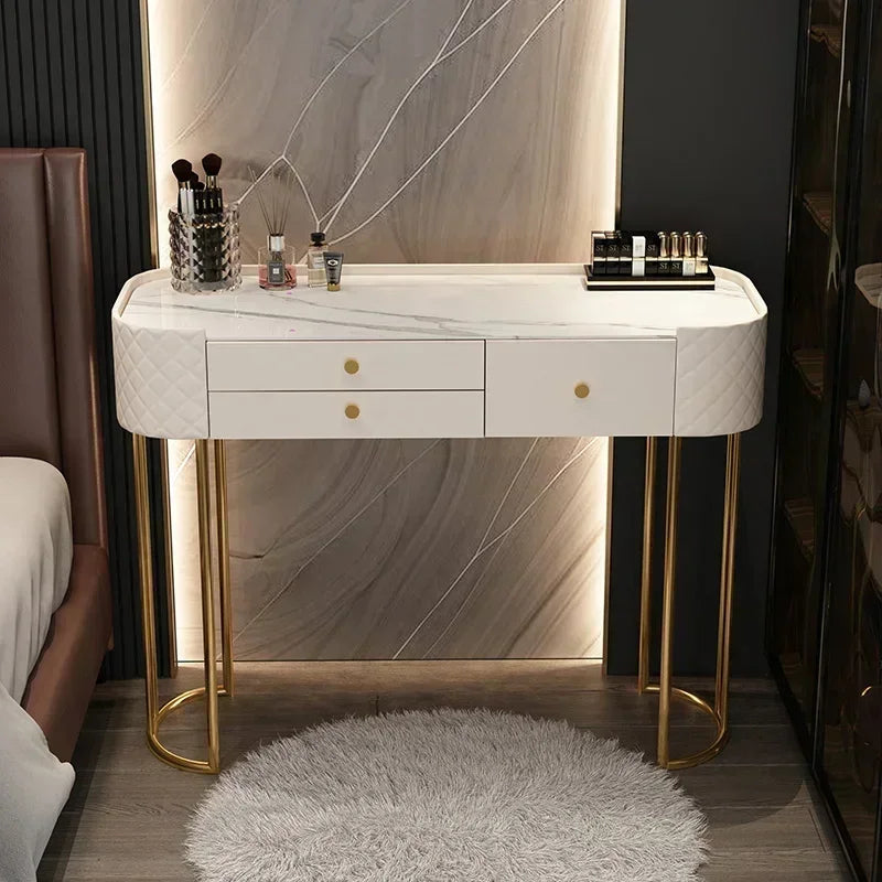 Luxury Makeup Vanity Desk - LED Mirror Dressing Table with Storage
