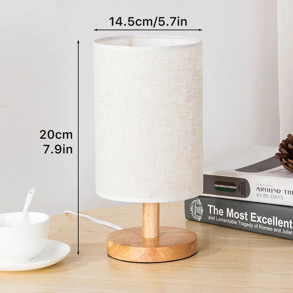 Wooden USB Bedside Lamp - Touch Control Table Night Light
