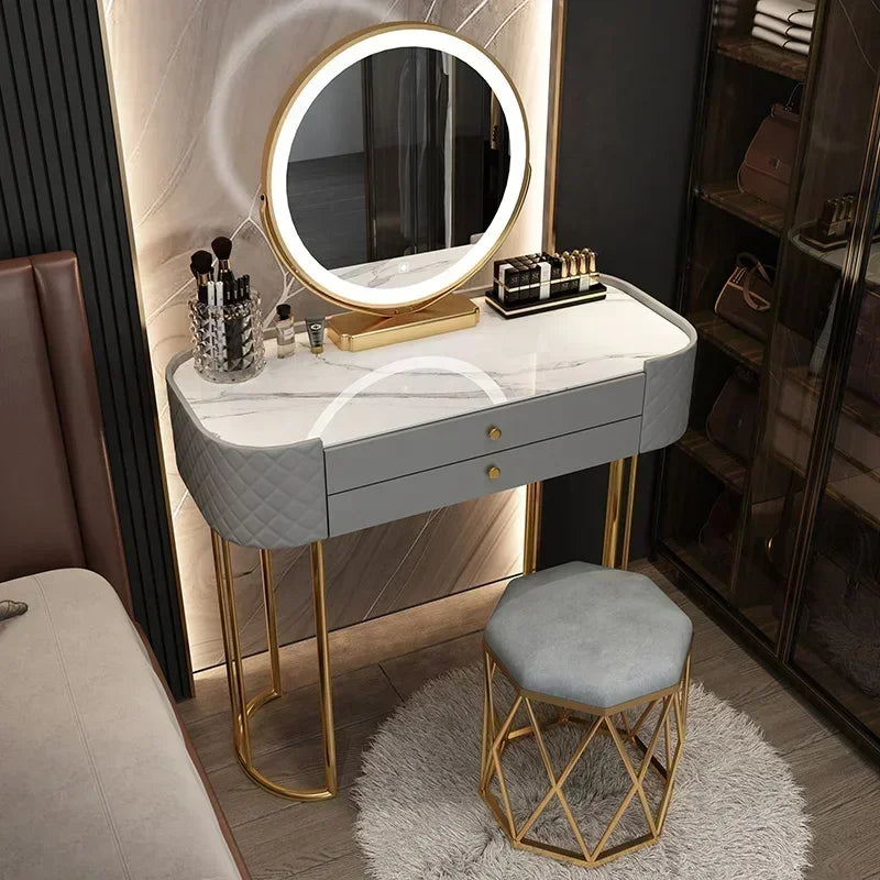 Luxury Makeup Vanity Desk - LED Mirror Dressing Table with Storage
