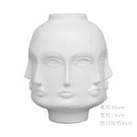 Nordic Face Ceramic Vase - Artistic White Decorative Accent