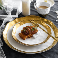 Gold-Plated Steak Pasta Plate - Luxury Restaurant Style Tableware