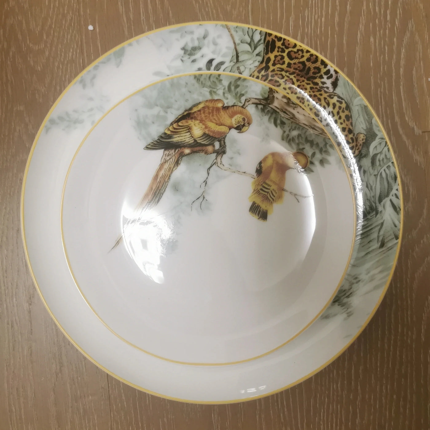 European Jungle Dinnerware Set - Ceramic Steak Plate and Coffee Cup Collection