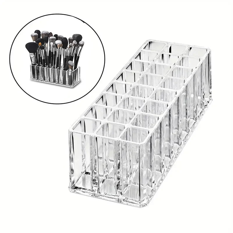 24 Slot Acrylic Makeup Organizer - Brush and Lipstick Storage Display