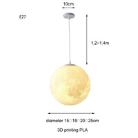 3D Printed Moon Pendant Light - Modern PLA Hanging Chandelier