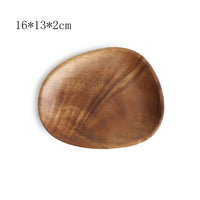 Walnut & Acacia Wooden Serving Plate - Irregular Oval Dinner Tray