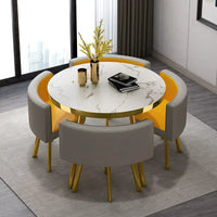 80cm Marble Round Dining Table Set - Modern Table with 4 Chairs