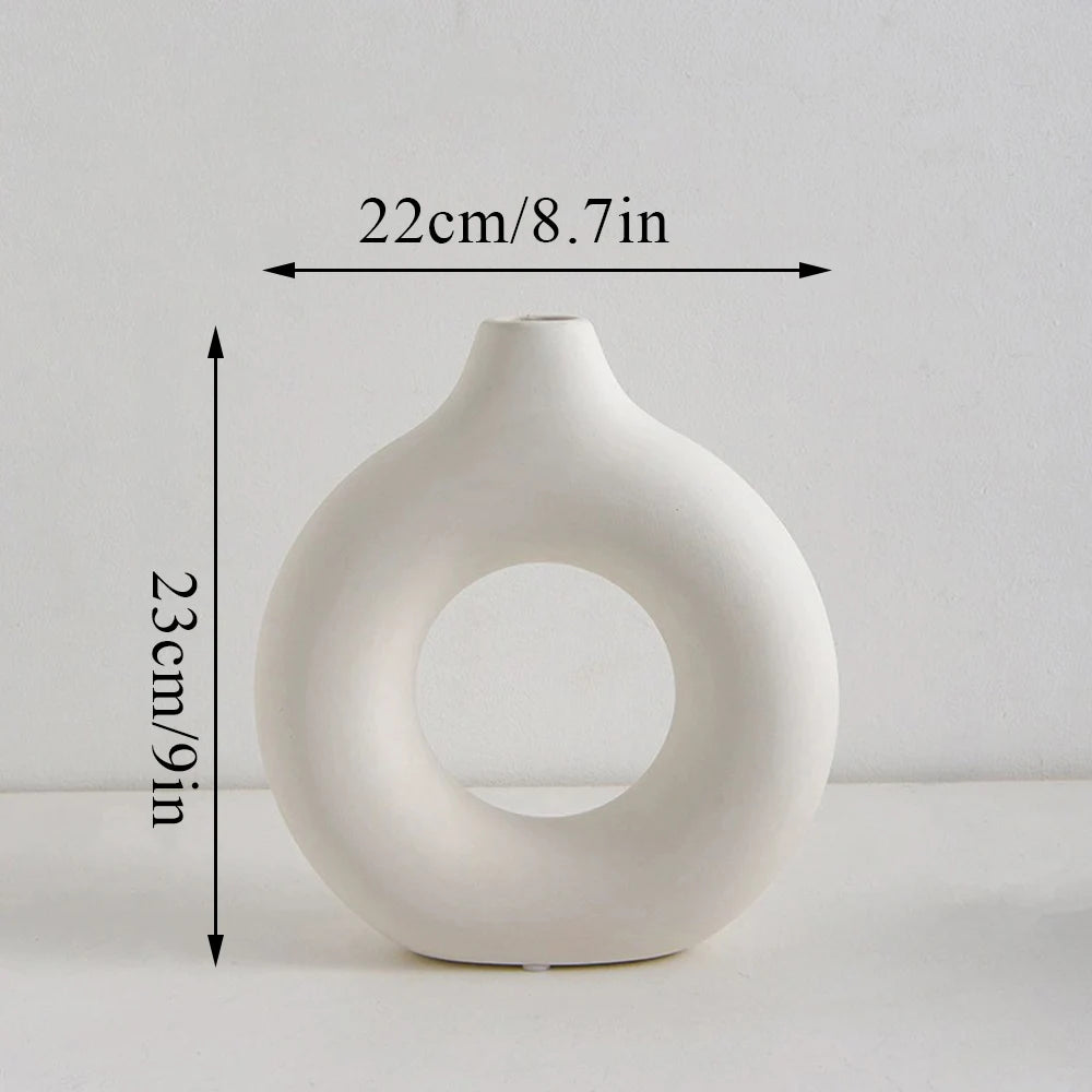 Nordic Hollow Decorative Vase - Circular Modern Accent Piece
