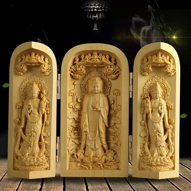 Hand-Carved Guanyin Buddha Statue - Boxwood Spiritual Home Decor