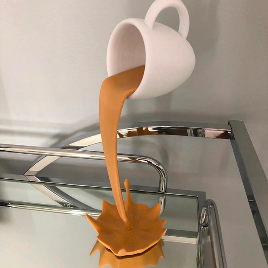 Floating Coffee Cup Sculpture - Whimsical Kitchen Accent Decor