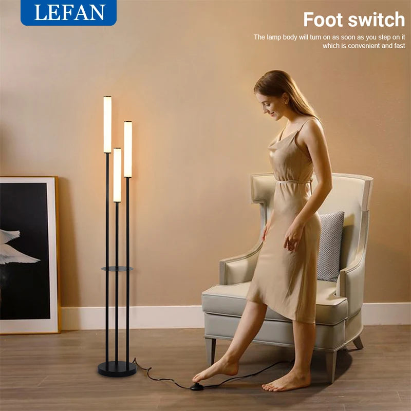 LED Shelf Floor Lamp - Dimmable Standing Light with Remote