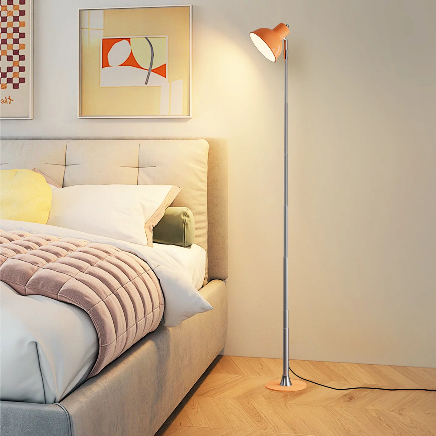 Adjustable LED Floor Lamp - 3-Color Dimmable Telescopic Light