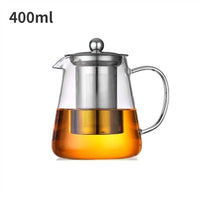 Heat-Resistant Glass Teapot - Stainless Steel Infuser Tea Pot