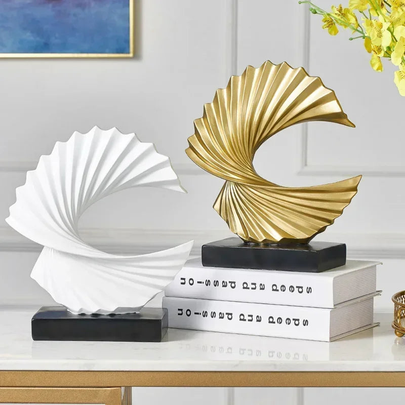 Modern Gold Resin Abstract Sculpture - Luxe Home and Office Accent