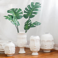 Nordic Face Ceramic Vase - Artistic White Decorative Accent