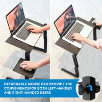 Adjustable Aluminum Laptop Stand Desk - Portable Lap Desk with Mouse Pad