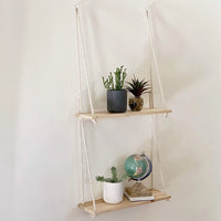 Wooden Rope Swing Floating Wall Shelf