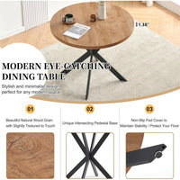 Round Dining Table Set with Rattan Chairs - Modern 4-Chair Set