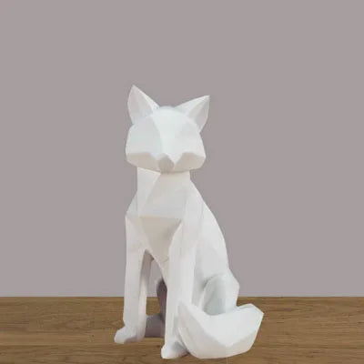 Geometric Fox Statue - Modern Resin Desktop Sculpture