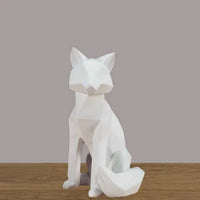 Geometric Fox Statue - Modern Resin Desktop Sculpture