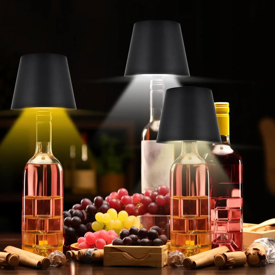 Wireless Bottle Table Lamp - 3 Color Touch Dimming Accent Light