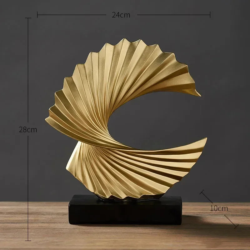 Modern Gold Resin Abstract Sculpture - Luxe Home and Office Accent