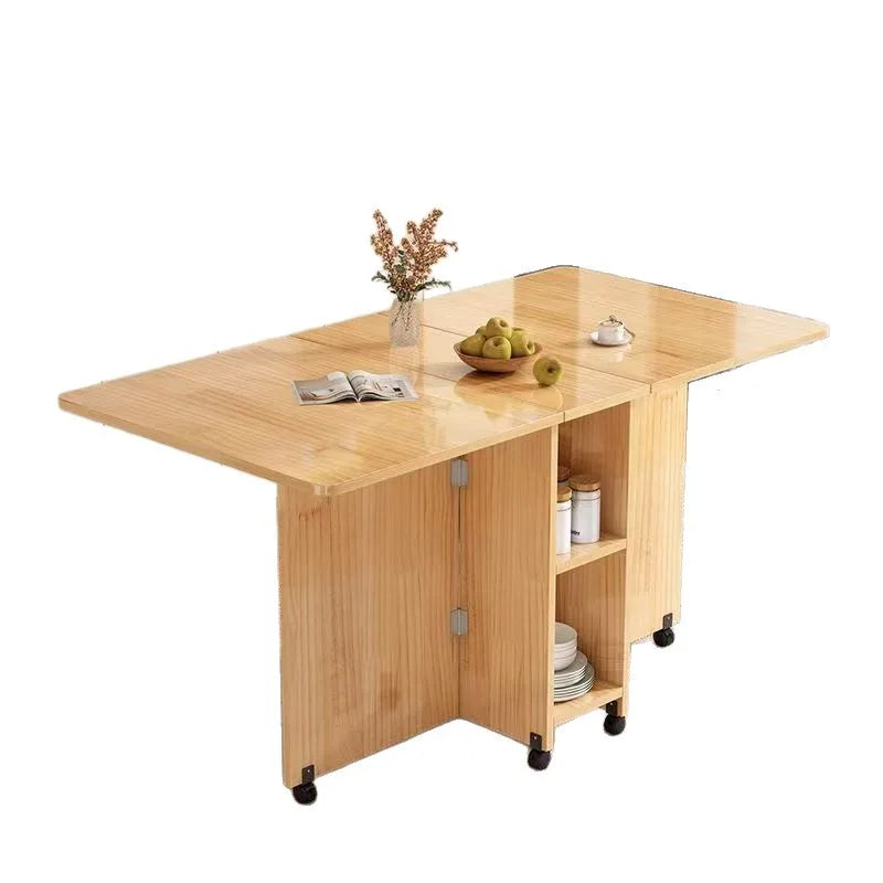 Solid Wood Folding Dining Table - Space-Saving Rectangular Table