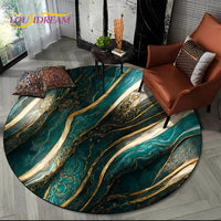 Luxury Marble Round Area Rug - Non-Slip Living Room Carpet