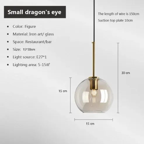 Nordic Glass Pendant Light - Industrial Loft Hanging Lamp