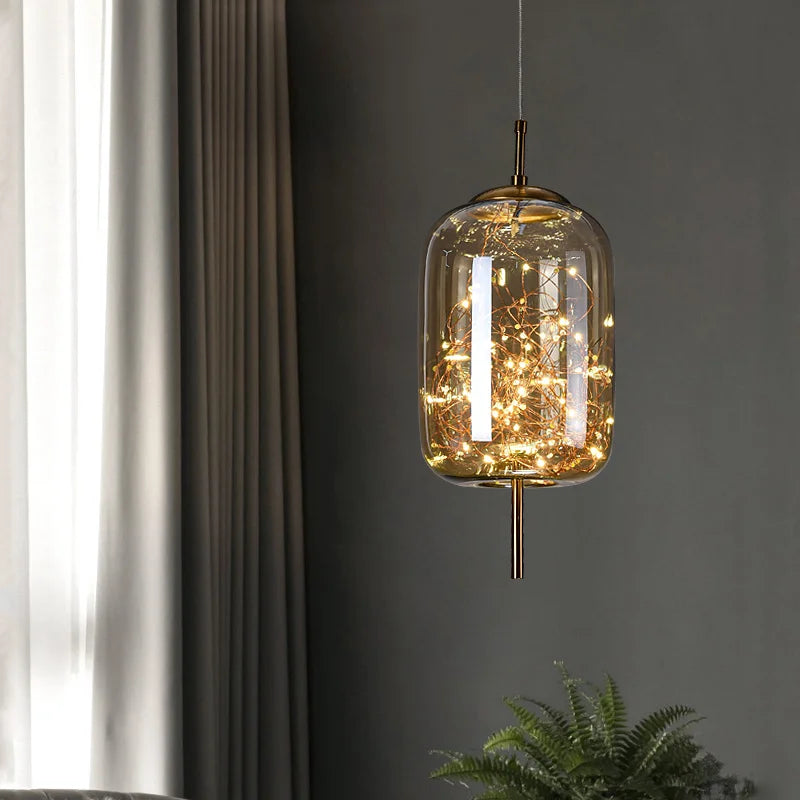 Luxury Glass Bedside Chandelier - Nordic Long-Line Pendant Light