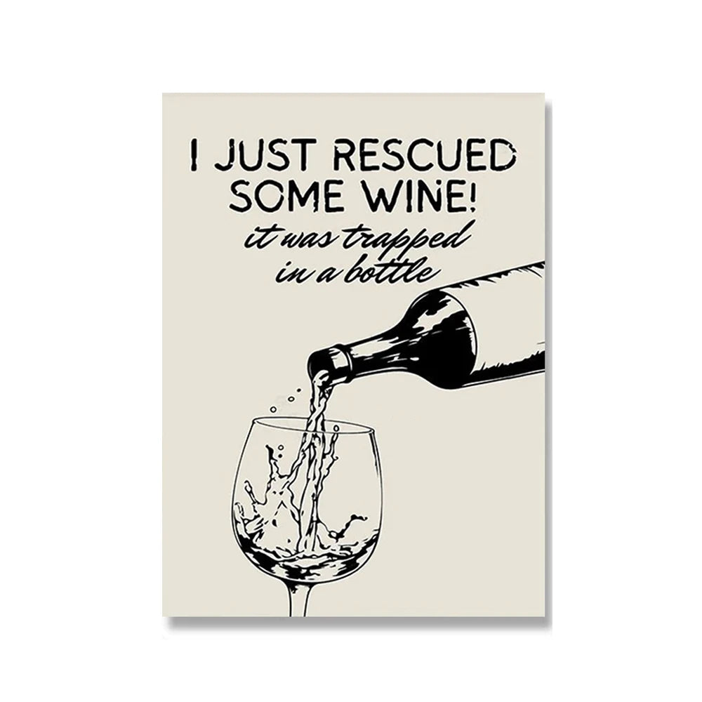 Wine and Cheese Canvas Wall Art - Modern Kitchen and Bar Print