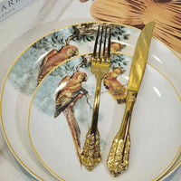 European Jungle Dinnerware Set - Ceramic Steak Plate and Coffee Cup Collection