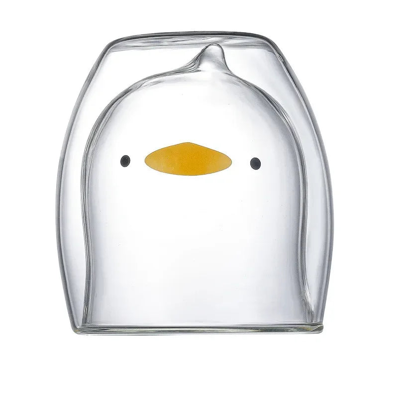 Double-Walled Animal Glass Mug - 250ml Cute Coffee Cup
