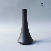 Minimalist Black Ceramic Bud Vase - Japanese Inspired Decor