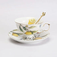 Lemon Pattern Ceramic Dinner Plate - Elegant European Tableware