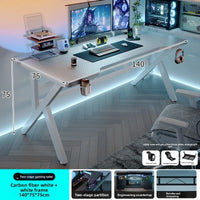 Gaming Desk with Monitor Stand - Carbon Fiber Textured Computer Table