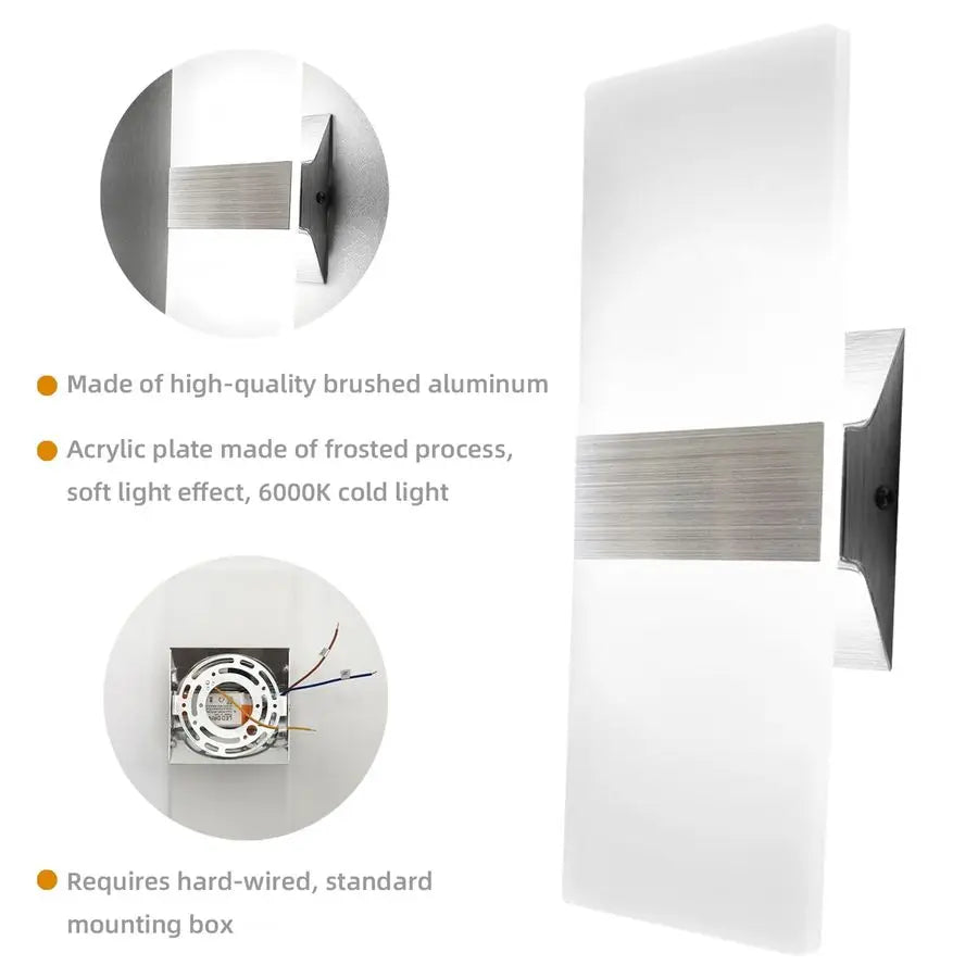LED Wall Sconces Set of Two - Modern Up Down Accent Lighting