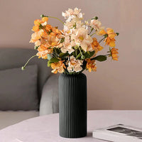 Striped Decorative Vase - Ceramic Look Floral Display Accent