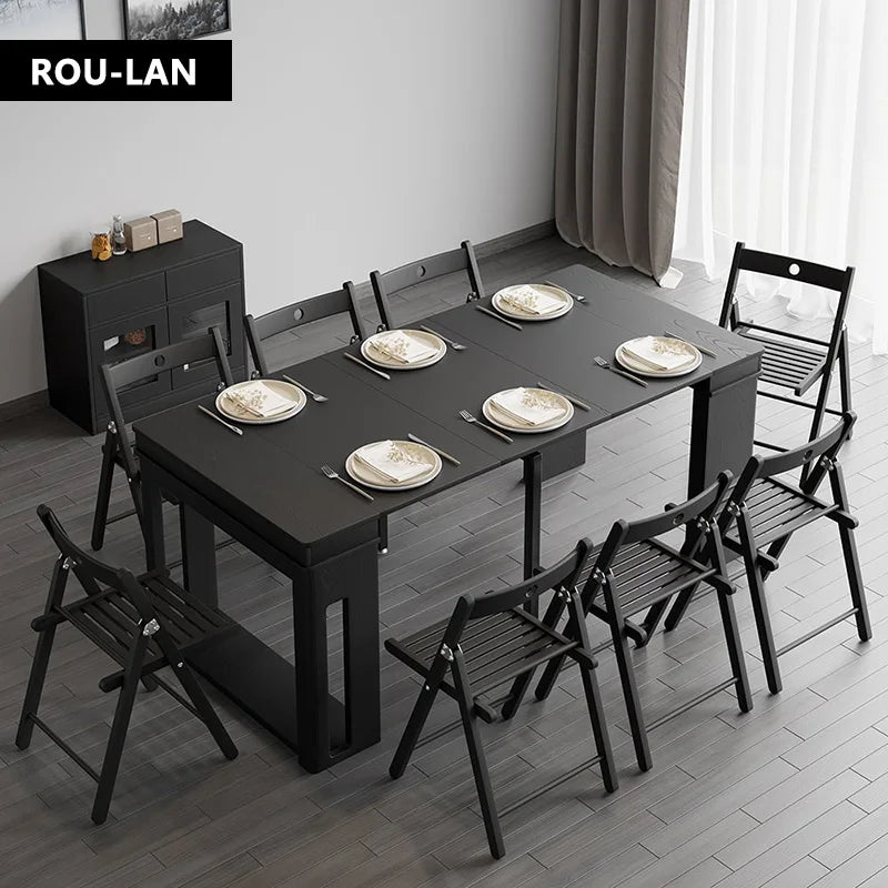 Modern Extendable Dining Table - Rectangle Sideboard with Storage