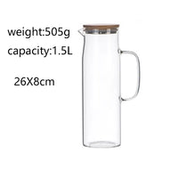 Thickened Glass Kettle - Bamboo Lid Pitcher with Filter Cover