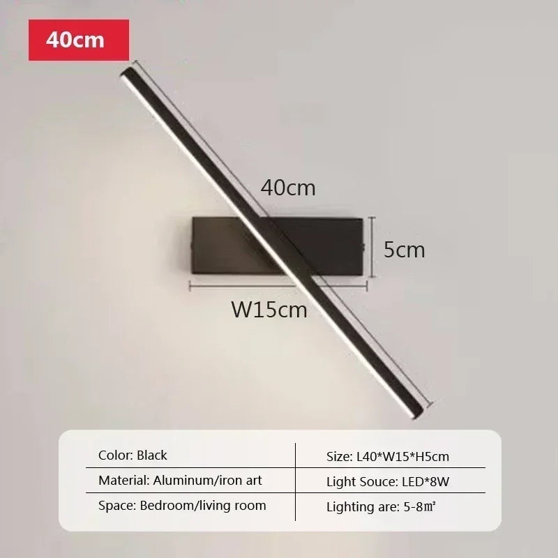 Rotatable LED Wall Light - Modern Bathroom and Bedroom Sconce