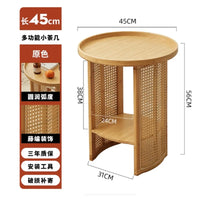 Rattan Bamboo Coffee Table - Two-Tier Tea Table with Storage