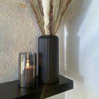 Striped Decorative Vase - Ceramic Look Floral Display Accent