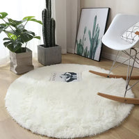 Modern Round Plush Area Rug - Soft Non-Slip Bedroom Carpet