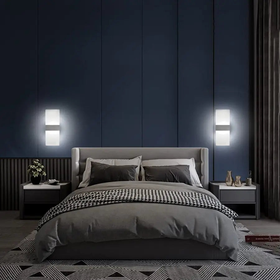 LED Wall Sconces Set of Two - Modern Up Down Accent Lighting