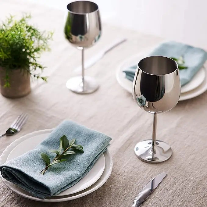 Unbreakable Stainless Steel Wine Glass Set - Up to 500ML