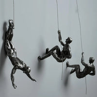 Industrial Climbing Man Wall Sculpture - Retro Resin Accent Decor